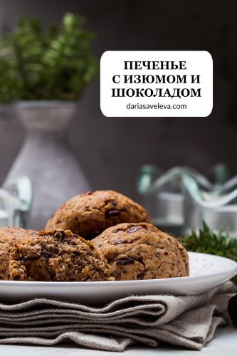 Рецепт печенья с изюмом, шоколадом и пряностями